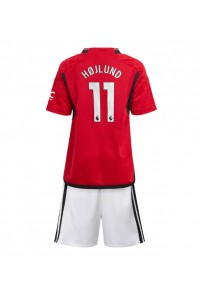 Fotbalové Dres Manchester United Rasmus Hojlund #11 Dětské Domácí Oblečení 2023-24 Krátký Rukáv (+ trenýrky)